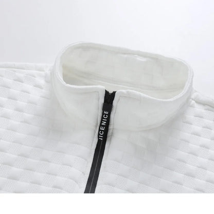 Men's Quarter Zip Sweatshirts Casual Fall Mock Neck White Loose Pullover Long Sleeve Solid Graphic Zip Up Sweatshirt