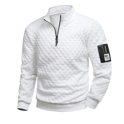 Men's Quarter Zip Sweatshirts Casual Fall Mock Neck White Loose Pullover Long Sleeve Solid Graphic Zip Up Sweatshirt