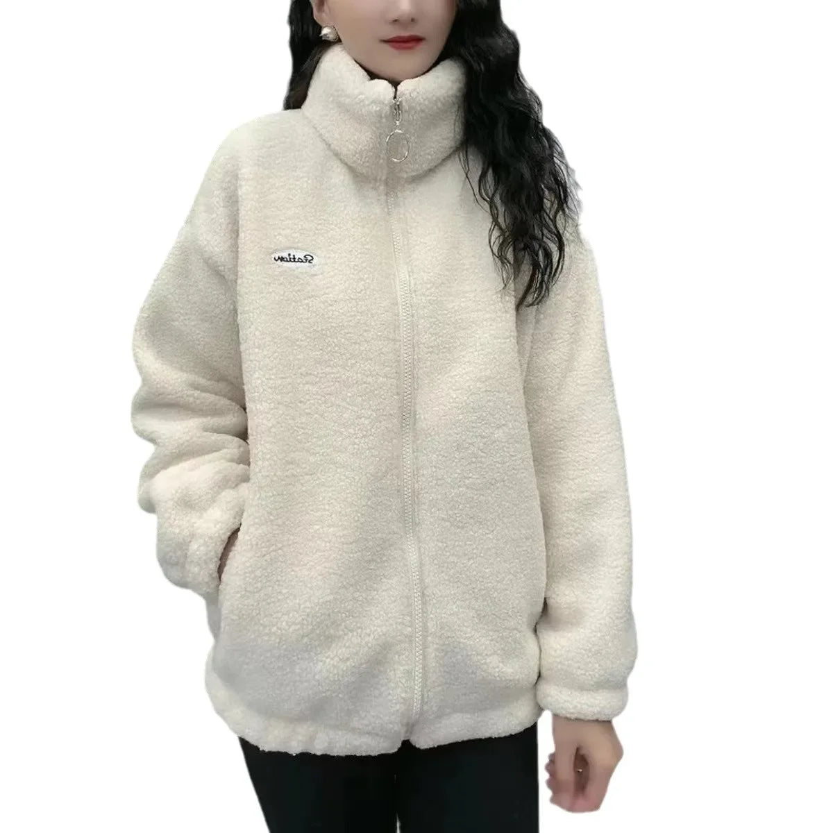 Thickened Fleece Winter Jacket Warm Cotton Clothes Anti-Aging Women's Clothing Loose Slimming Top for Mom