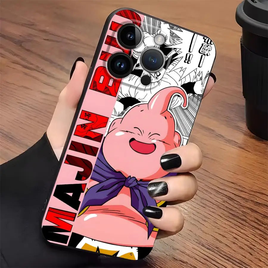 Case for iPhone 7 8 XR XS Max 17Air 15 16 14 Plus 13 12 11 17 Pro Max Black Soft Phone Cover Dragon Ball Comic Majin Buu