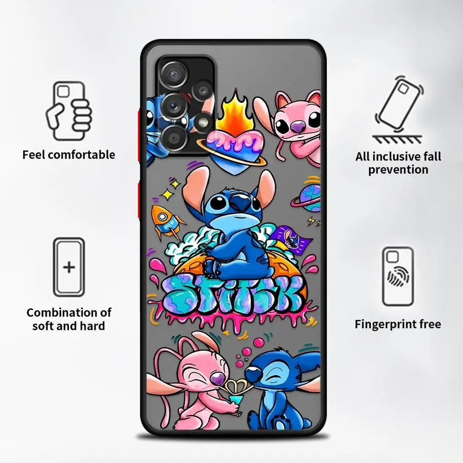 Cartoon Stitch Case for Samsung Galaxy A17 A52 A35 A73 A33 A14 A23 A56 A55 A54 A52S A72 A53 A34 A36 A16 A15 Phone Cover