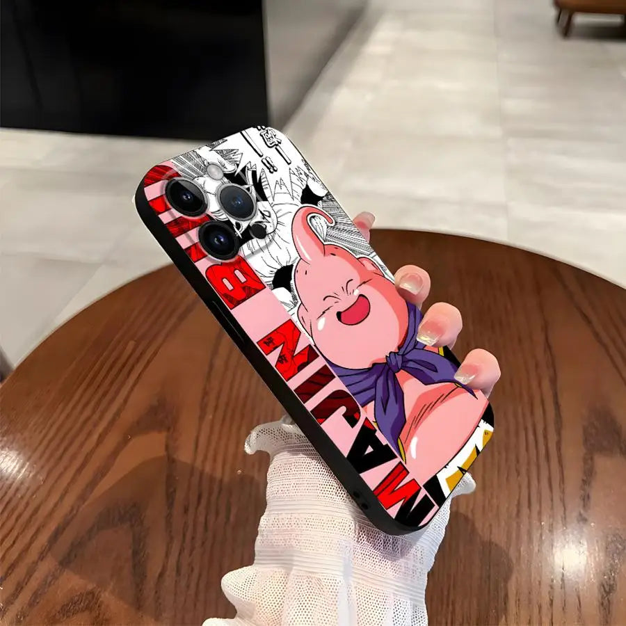 Case for iPhone 7 8 XR XS Max 17Air 15 16 14 Plus 13 12 11 17 Pro Max Black Soft Phone Cover Dragon Ball Comic Majin Buu
