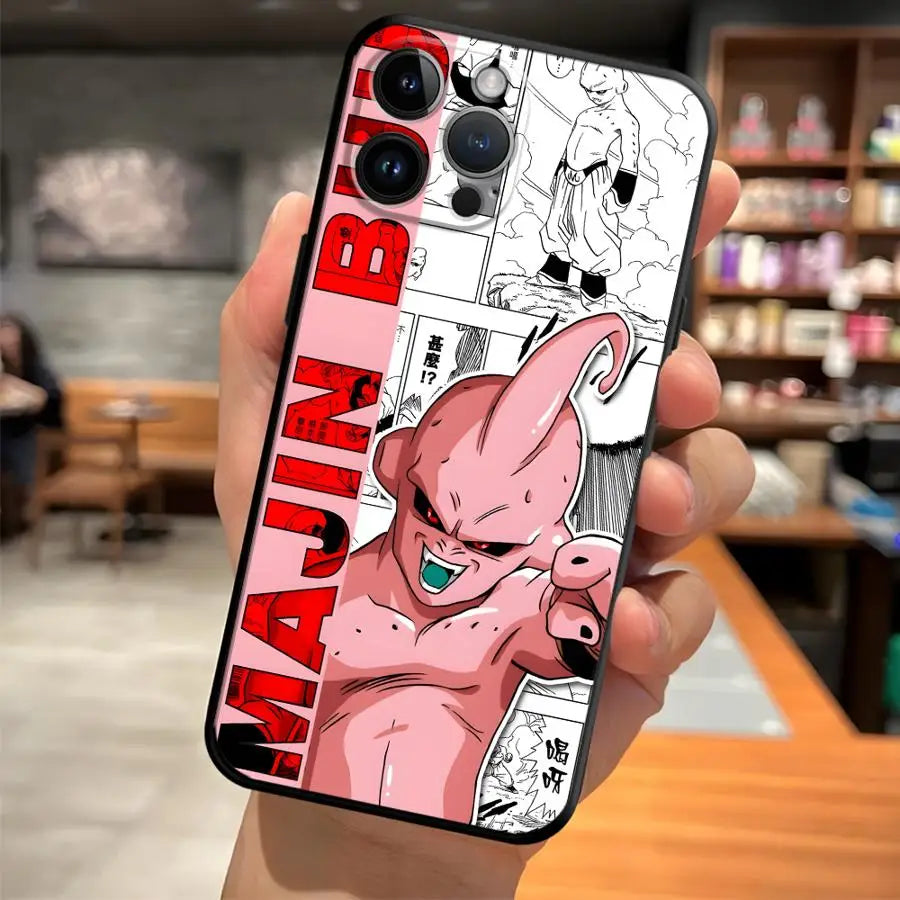 Case for iPhone 7 8 XR XS Max 17Air 15 16 14 Plus 13 12 11 17 Pro Max Black Soft Phone Cover Dragon Ball Comic Majin Buu