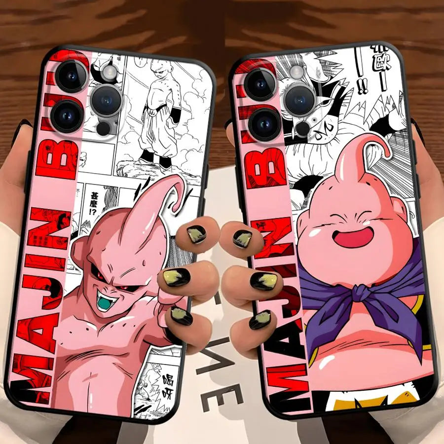 Case for iPhone 7 8 XR XS Max 17Air 15 16 14 Plus 13 12 11 17 Pro Max Black Soft Phone Cover Dragon Ball Comic Majin Buu