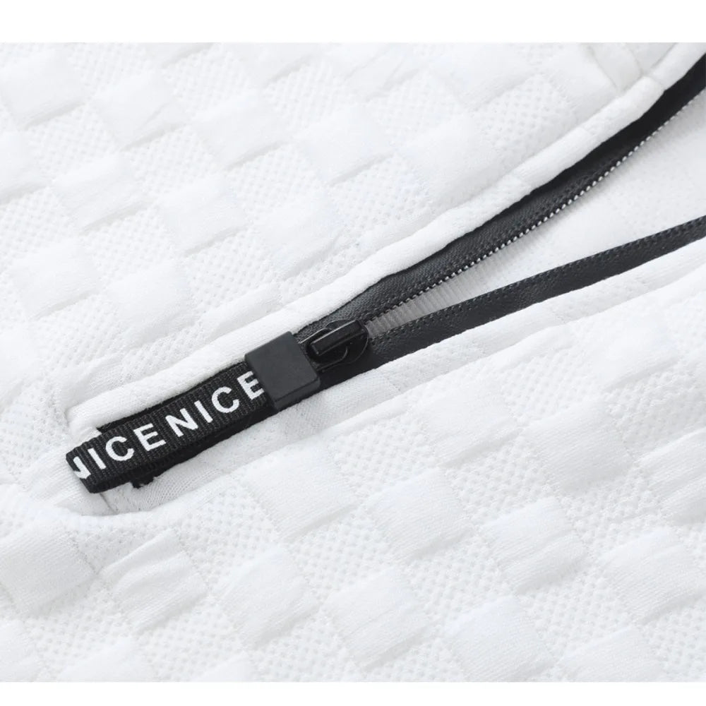 Men's Quarter Zip Sweatshirts Casual Fall Mock Neck White Loose Pullover Long Sleeve Solid Graphic Zip Up Sweatshirt