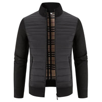 Men Coat Fleece Cardigan Stand Collar Breathable Thicken Warm Knittde Sweater Men Winter Casual Contrast Colors Patchwork Jacket