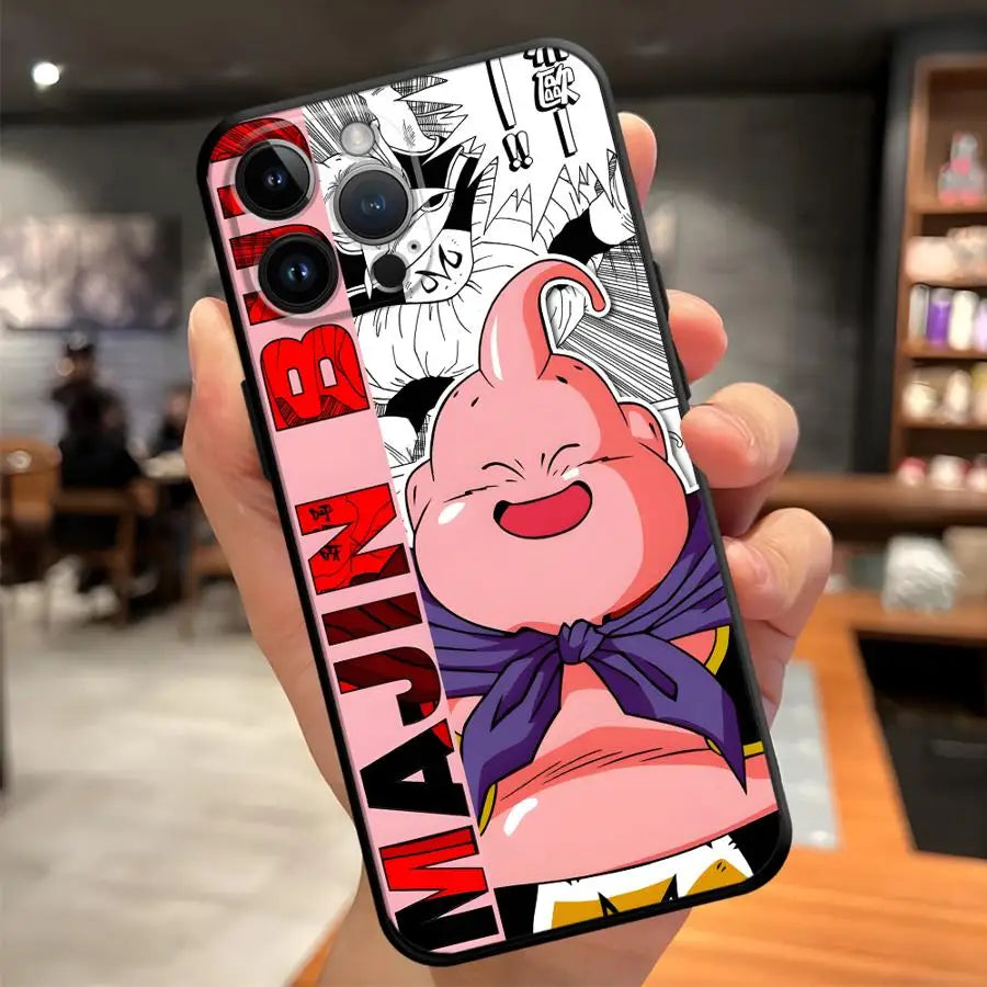 Case for iPhone 7 8 XR XS Max 17Air 15 16 14 Plus 13 12 11 17 Pro Max Black Soft Phone Cover Dragon Ball Comic Majin Buu