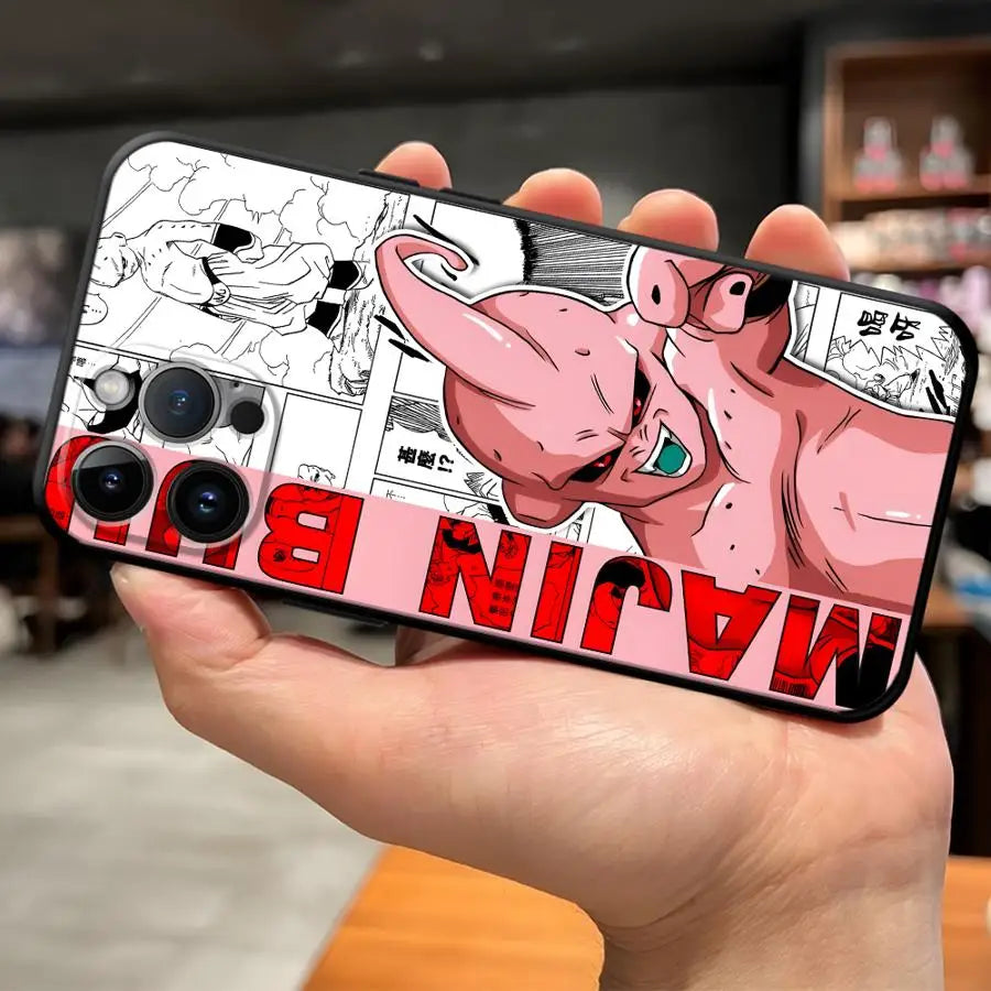 Case for iPhone 7 8 XR XS Max 17Air 15 16 14 Plus 13 12 11 17 Pro Max Black Soft Phone Cover Dragon Ball Comic Majin Buu